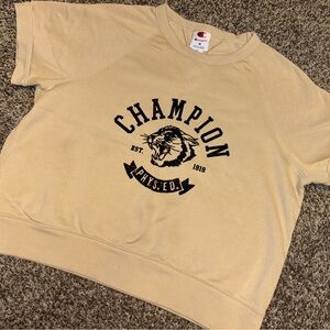 Women’s Champion Short Sleeve Fleece Top - Tan M